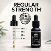 CBD oil dropper with measurement scale and 'Our Life' branding on a light background